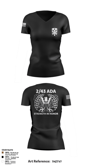 Womens Short Sleeve Vneck Shirt, 2/43 ADA, Army, Teamtime, Team time, sublimation, custom sports apparel, team uniforms, spirit wear, spiritwear, sports uniforms, custom shirts, team store, custom team store, fundraiser sports, apparel fundraiser