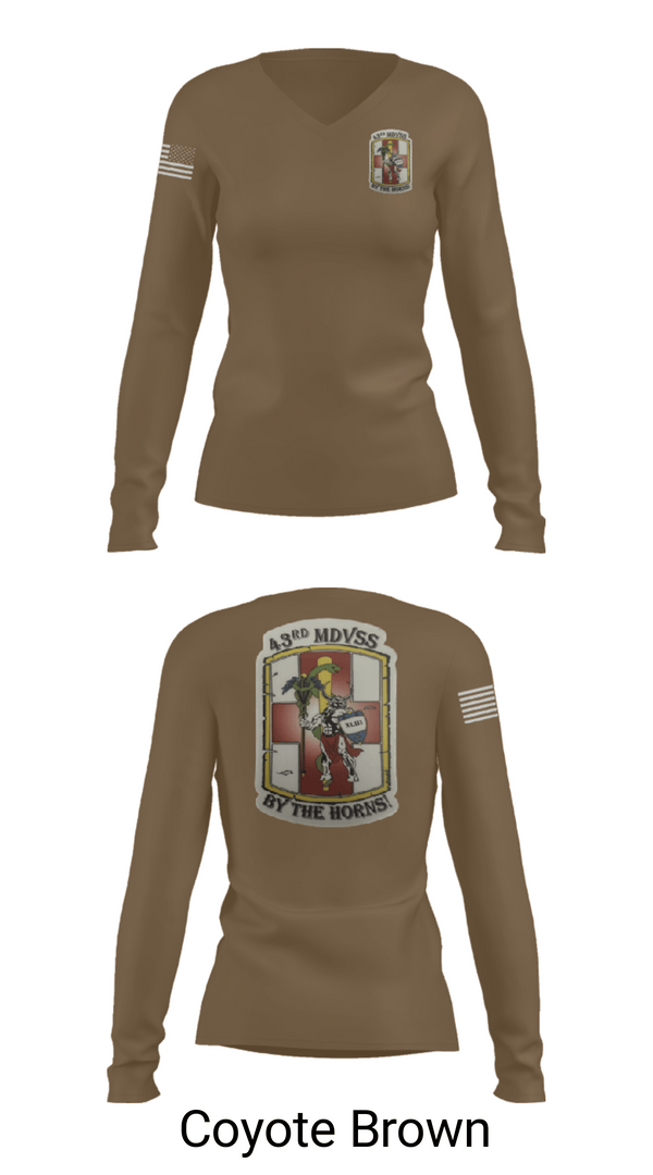 Womens Long Sleeve Vneck Shirt, 43rd Medical Detachment, , Teamtime, Team time, sublimation, custom sports apparel, team uniforms, spirit wear, spiritwear, sports uniforms, custom shirts, team store, custom team store, fundraiser sports, apparel fundraiser
