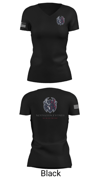 Women's Short Sleeve Vneck Shirt, Motivation X Fitness, LLC, , Teamtime, Team time, sublimation, custom sports apparel, team uniforms, spirit wear, spiritwear, sports uniforms, custom shirts, team store, custom team store, fundraiser sports, apparel fundraiser