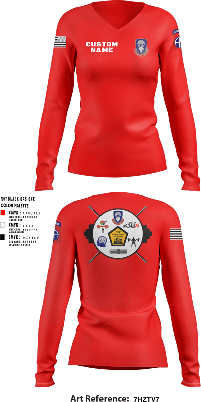 82nd ADSB H2F 64570500 Women's Long Sleeve V-neck Shirt - 32