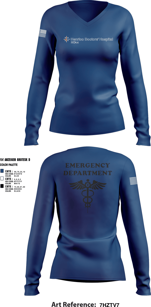 Womens Long Sleeve Vneck Shirt, HCA Healthcare, , Teamtime, Team time, sublimation, custom sports apparel, team uniforms, spirit wear, spiritwear, sports uniforms, custom shirts, team store, custom team store, fundraiser sports, apparel fundraiser