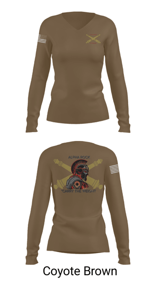 Womens Long Sleeve Vneck Shirt, ALPHA ROCK, Army, Teamtime, Team time, sublimation, custom sports apparel, team uniforms, spirit wear, spiritwear, sports uniforms, custom shirts, team store, custom team store, fundraiser sports, apparel fundraiser