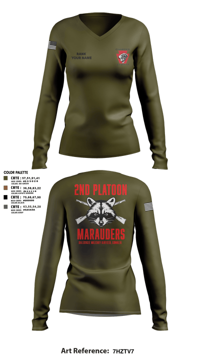 Charger Co. / 2-112th Infantry Battalion 37738588 Women's Long Sleeve V-neck Shirt - 34