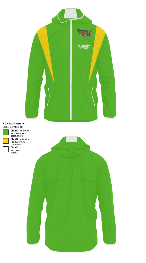 Windbreaker, Southwestern High School Softball, Softball, Teamtime, Team time, sublimation, custom sports apparel, team uniforms, spirit wear, spiritwear, sports uniforms, custom shirts, team store, custom team store, fundraiser sports, apparel fundraiser