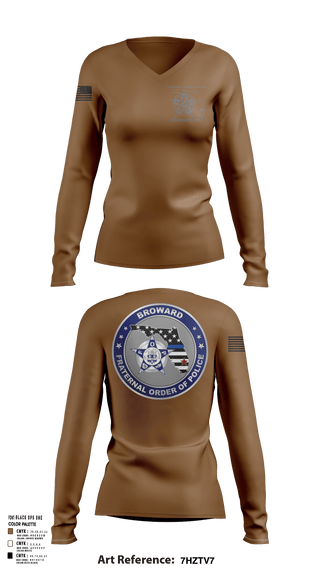 Womens Long Sleeve Vneck Shirt, Broward Fraternal Order of Police, Police, Teamtime, Team time, sublimation, custom sports apparel, team uniforms, spirit wear, spiritwear, sports uniforms, custom shirts, team store, custom team store, fundraiser sports, apparel fundraiser