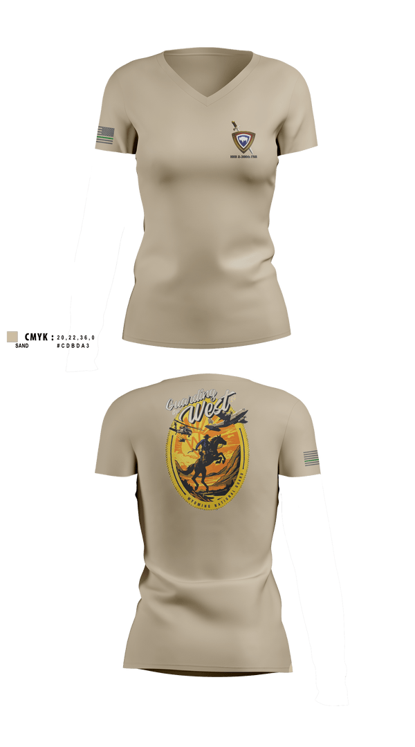Womens Short Sleeve Vneck Shirt, HHB 2-300th FAR, National Guard, Teamtime, Team time, sublimation, custom sports apparel, team uniforms, spirit wear, spiritwear, sports uniforms, custom shirts, team store, custom team store, fundraiser sports, apparel fundraiser