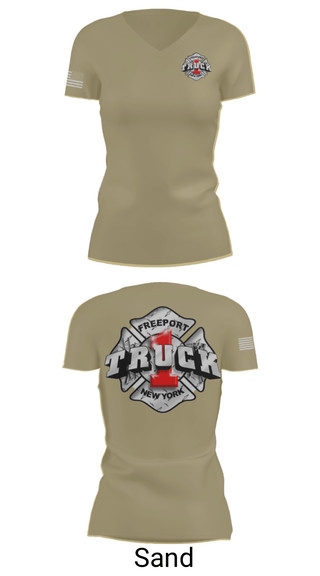 Women's Short Sleeve Vneck Shirt, Truck 1, Fire Department, Teamtime, Team time, sublimation, custom sports apparel, team uniforms, spirit wear, spiritwear, sports uniforms, custom shirts, team store, custom team store, fundraiser sports, apparel fundraiser