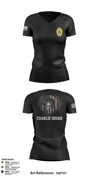 Womens Short Sleeve Vneck Shirt, Charlie SquadCharlie SquadCNT (Crisis Negotiation Team), Police, Teamtime, Team time, sublimation, custom sports apparel, team uniforms, spirit wear, spiritwear, sports uniforms, custom shirts, team store, custom team store, fundraiser sports, apparel fundraiser