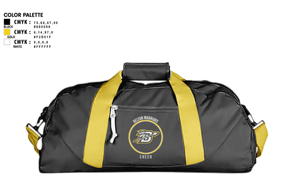 Duffle Bag, Belton Middle School Warriors Cheer, Cheer, Teamtime, Team time, sublimation, custom sports apparel, team uniforms, spirit wear, spiritwear, sports uniforms, custom shirts, team store, custom team store, fundraiser sports, apparel fundraiser