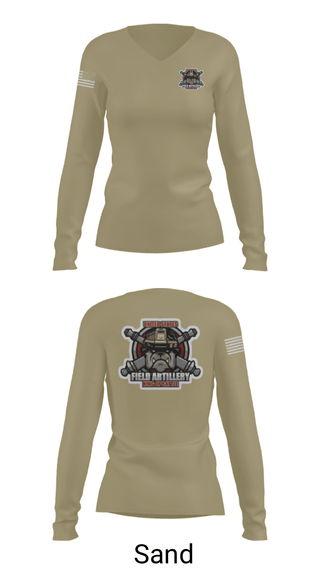 Women's Long Sleeve Vneck Shirt, Bravo Battery, Army, Teamtime, Team time, sublimation, custom sports apparel, team uniforms, spirit wear, spiritwear, sports uniforms, custom shirts, team store, custom team store, fundraiser sports, apparel fundraiser