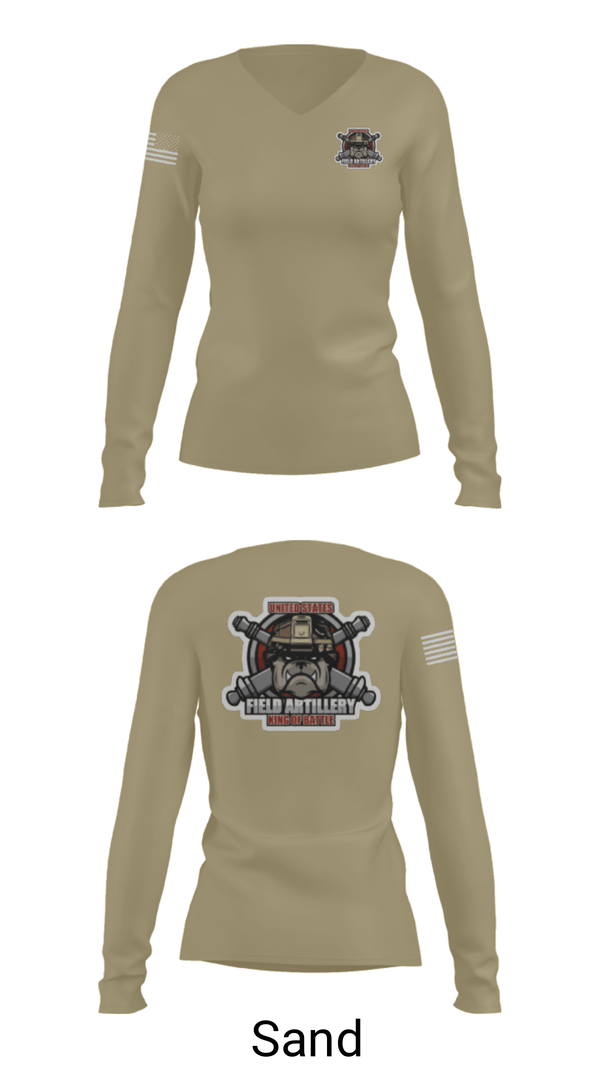 Women's Long Sleeve Vneck Shirt, Bravo Battery, Army, Teamtime, Team time, sublimation, custom sports apparel, team uniforms, spirit wear, spiritwear, sports uniforms, custom shirts, team store, custom team store, fundraiser sports, apparel fundraiser