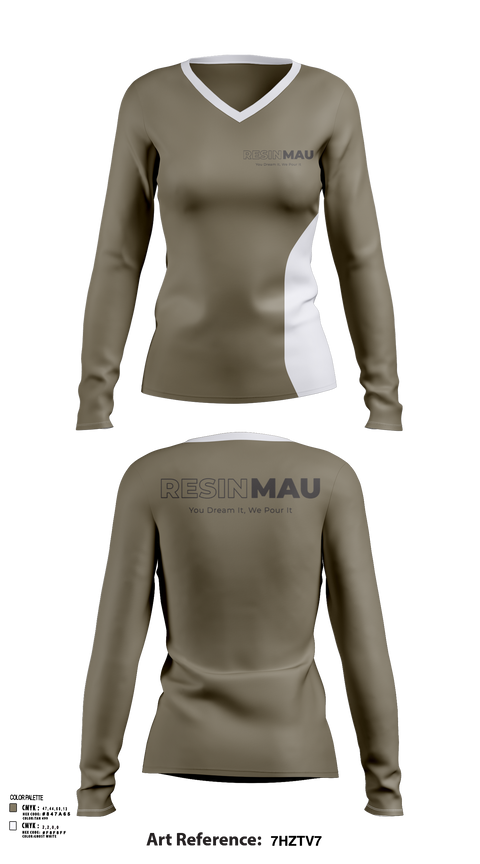 Womens Long Sleeve Vneck Shirt, Resin Mau, , Teamtime, Team time, sublimation, custom sports apparel, team uniforms, spirit wear, spiritwear, sports uniforms, custom shirts, team store, custom team store, fundraiser sports, apparel fundraiser
