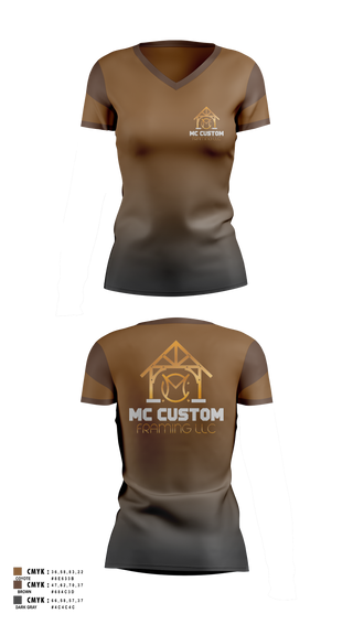 Womens Short Sleeve Vneck Shirt, MC CUSTOM FRAMING LLC, , Teamtime, Team time, sublimation, custom sports apparel, team uniforms, spirit wear, spiritwear, sports uniforms, custom shirts, team store, custom team store, fundraiser sports, apparel fundraiser