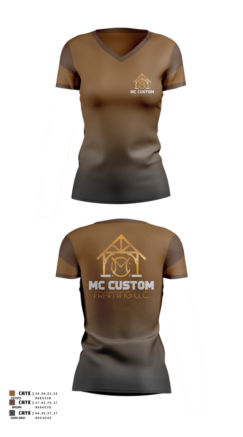 Womens Short Sleeve Vneck Shirt, MC CUSTOM FRAMING LLC, , Teamtime, Team time, sublimation, custom sports apparel, team uniforms, spirit wear, spiritwear, sports uniforms, custom shirts, team store, custom team store, fundraiser sports, apparel fundraiser
