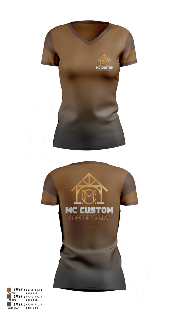 Womens Short Sleeve Vneck Shirt, MC CUSTOM FRAMING LLC, , Teamtime, Team time, sublimation, custom sports apparel, team uniforms, spirit wear, spiritwear, sports uniforms, custom shirts, team store, custom team store, fundraiser sports, apparel fundraiser