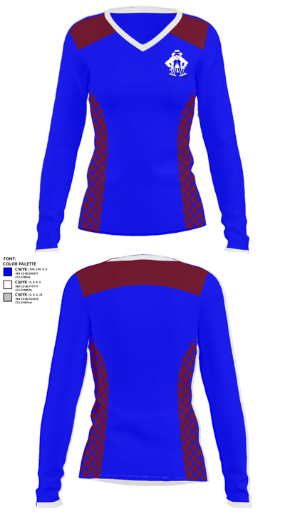 Carson High School Tennis 79130160 Women's Long Sleeve V-neck Shirt - 27