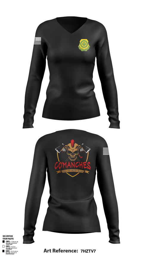 Womens Long Sleeve Vneck Shirt, C Co., 795th MP BN, Army, Teamtime, Team time, sublimation, custom sports apparel, team uniforms, spirit wear, spiritwear, sports uniforms, custom shirts, team store, custom team store, fundraiser sports, apparel fundraiser