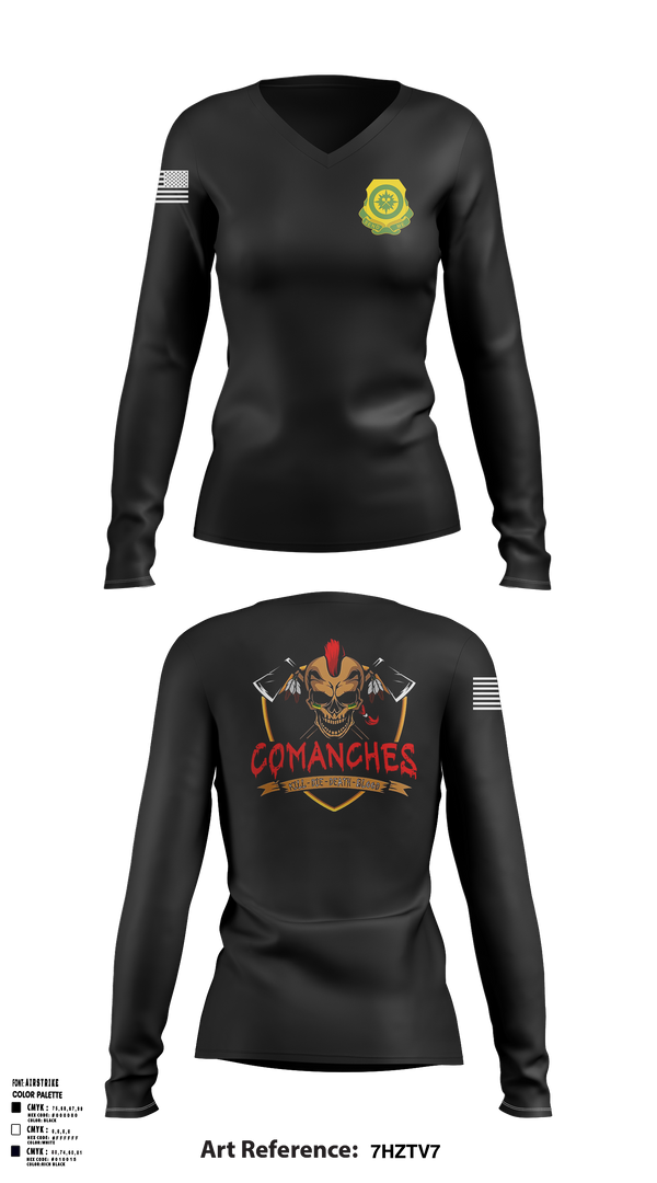 Womens Long Sleeve Vneck Shirt, C Co., 795th MP BN, Army, Teamtime, Team time, sublimation, custom sports apparel, team uniforms, spirit wear, spiritwear, sports uniforms, custom shirts, team store, custom team store, fundraiser sports, apparel fundraiser