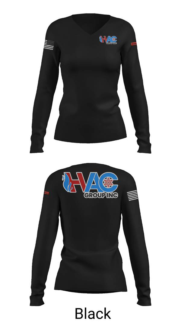 Womens Long Sleeve Vneck Shirt, HVAC group Inc, , Teamtime, Team time, sublimation, custom sports apparel, team uniforms, spirit wear, spiritwear, sports uniforms, custom shirts, team store, custom team store, fundraiser sports, apparel fundraiser