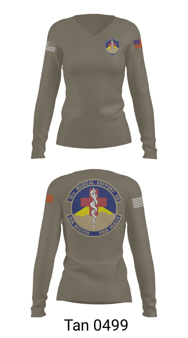 Women's Long Sleeve Vneck Shirt, 18 MDSS, Air Force, Teamtime, Team time, sublimation, custom sports apparel, team uniforms, spirit wear, spiritwear, sports uniforms, custom shirts, team store, custom team store, fundraiser sports, apparel fundraiser