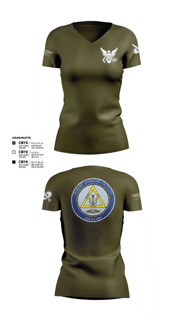 Womens Short Sleeve Vneck Shirt, TRIDENT TRAINING FACILITY, Navy, Teamtime, Team time, sublimation, custom sports apparel, team uniforms, spirit wear, spiritwear, sports uniforms, custom shirts, team store, custom team store, fundraiser sports, apparel fundraiser