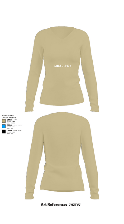 Local 3474 65707926 Women's Long Sleeve V-neck Shirt - 82