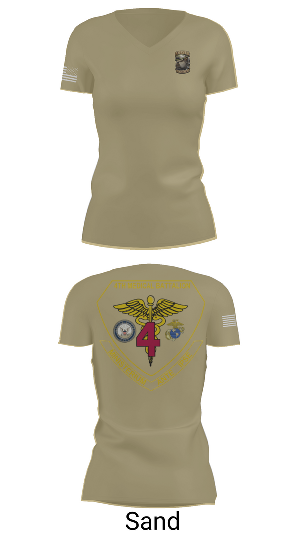 Womens Short Sleeve Vneck Shirt, 4th Med Battalion, Marines, Teamtime, Team time, sublimation, custom sports apparel, team uniforms, spirit wear, spiritwear, sports uniforms, custom shirts, team store, custom team store, fundraiser sports, apparel fundraiser