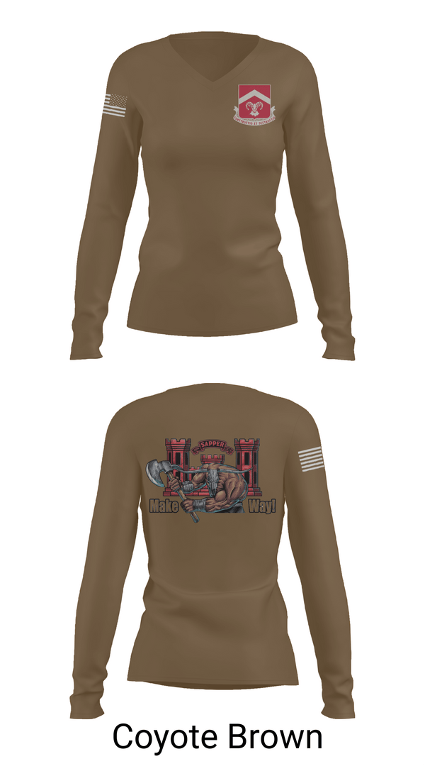 Womens Long Sleeve Vneck Shirt 1, 937th CEC-A, 40th BEB, Army, Teamtime, Team time, sublimation, custom sports apparel, team uniforms, spirit wear, spiritwear, sports uniforms, custom shirts, team store, custom team store, fundraiser sports, apparel fundraiser
