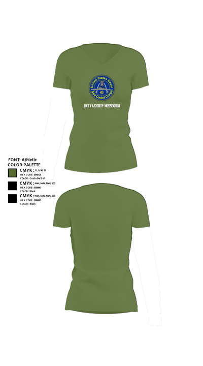 Battleship misssouri 47283625 Women's Short Sleeve V-neck Shirt - 42