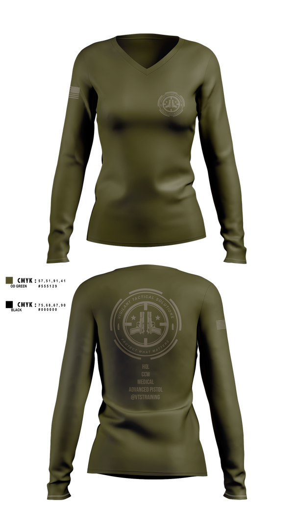 Womens Long Sleeve Vneck Shirt, Vigilante Tactical Solutions, , Teamtime, Team time, sublimation, custom sports apparel, team uniforms, spirit wear, spiritwear, sports uniforms, custom shirts, team store, custom team store, fundraiser sports, apparel fundraiser