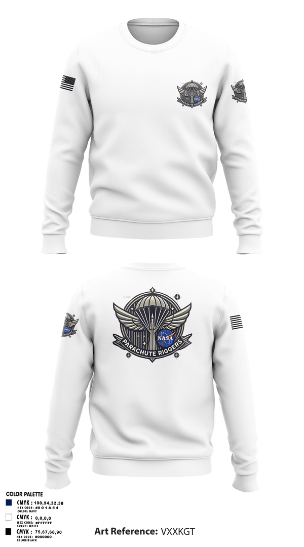 Crew Neck Sweatshirt, NASA PARACHUTE RIGGERS, , Teamtime, Team time, sublimation, custom sports apparel, team uniforms, spirit wear, spiritwear, sports uniforms, custom shirts, team store, custom team store, fundraiser sports, apparel fundraiser