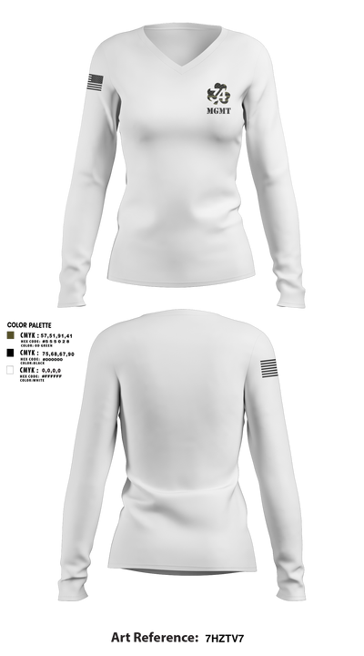 34 mgmt 15629550 Women's Long Sleeve V-neck Shirt - 2