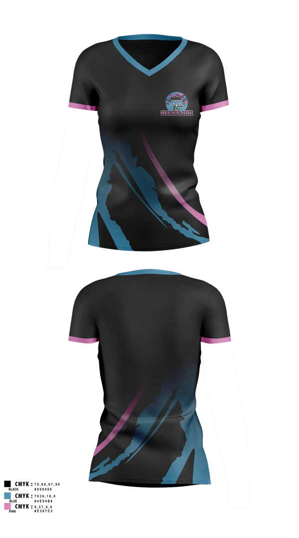 Womens Short Sleeve Vneck Shirt, SearchNSeize, Swimming, Teamtime, Team time, sublimation, custom sports apparel, team uniforms, spirit wear, spiritwear, sports uniforms, custom shirts, team store, custom team store, fundraiser sports, apparel fundraiser