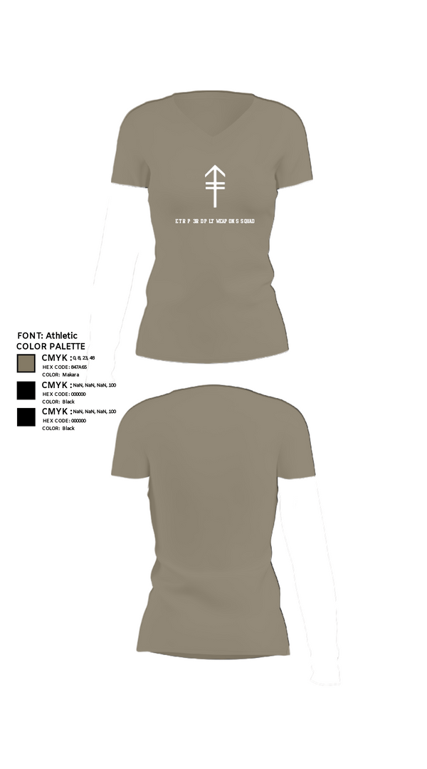 Women's Short Sleeve Vneck Shirt, 2/2 3rd PLT Weapon SquadE TRP 3RD PLT WEAPONS SQUAD, Army, Teamtime, Team time, sublimation, custom sports apparel, team uniforms, spirit wear, spiritwear, sports uniforms, custom shirts, team store, custom team store, fundraiser sports, apparel fundraiser