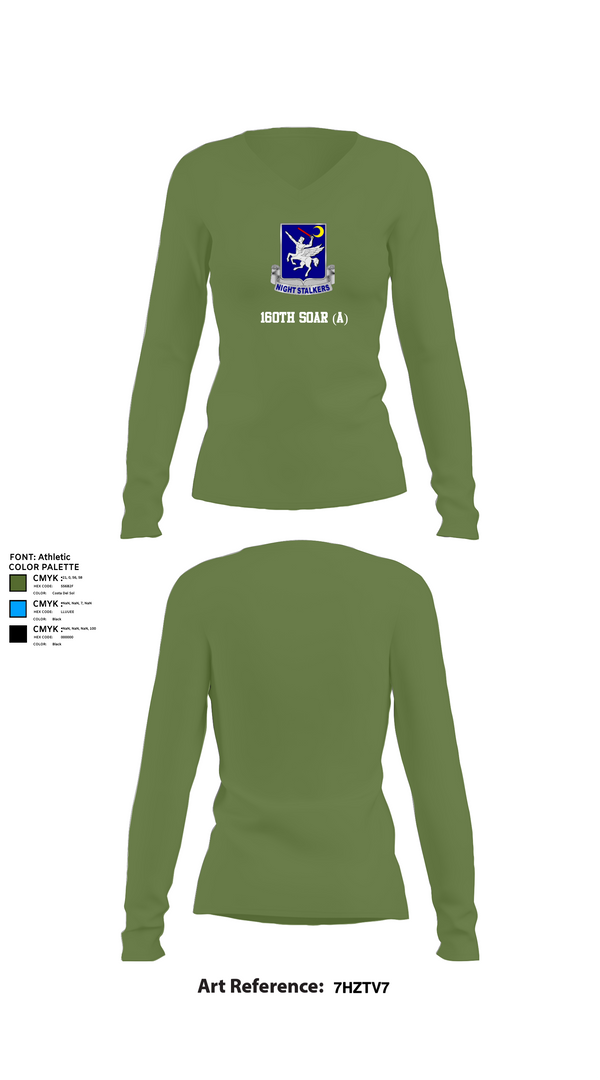 Womens Long Sleeve Vneck Shirt, 160th SOAR (A), , Teamtime, Team time, sublimation, custom sports apparel, team uniforms, spirit wear, spiritwear, sports uniforms, custom shirts, team store, custom team store, fundraiser sports, apparel fundraiser