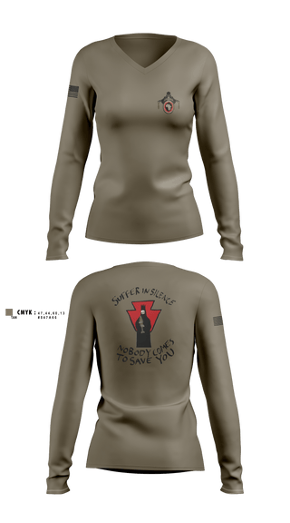 Women's Long Sleeve Vneck Shirt, 1-111 MTR renew1-111 SkinWalker renew, National Guard, Teamtime, Team time, sublimation, custom sports apparel, team uniforms, spirit wear, spiritwear, sports uniforms, custom shirts, team store, custom team store, fundraiser sports, apparel fundraiser