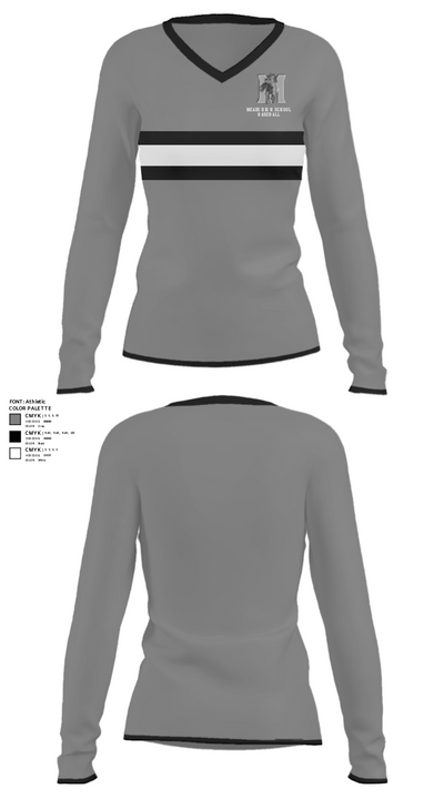 Meade High School Baseball 78796681 Women's Long Sleeve V-neck Shirt - 31