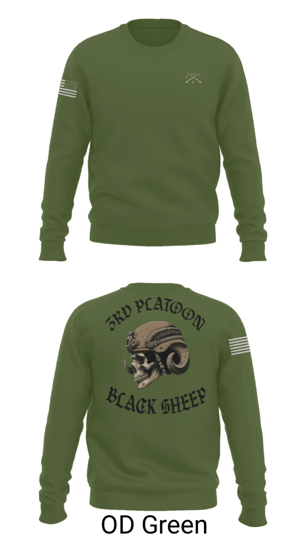 Crew Neck Sweatshirt, 3rd PLT Black Sheep, Army, Teamtime, Team time, sublimation, custom sports apparel, team uniforms, spirit wear, spiritwear, sports uniforms, custom shirts, team store, custom team store, fundraiser sports, apparel fundraiser