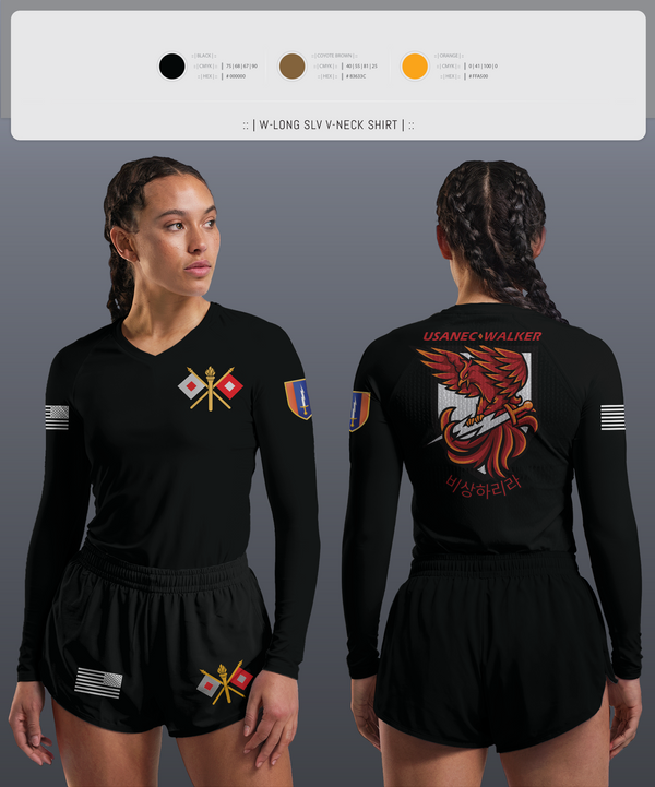 Womens Long Sleeve Vneck Shirt 1, USANEC-WALKER, Army, Teamtime, Team time, sublimation, custom sports apparel, team uniforms, spirit wear, spiritwear, sports uniforms, custom shirts, team store, custom team store, fundraiser sports, apparel fundraiser