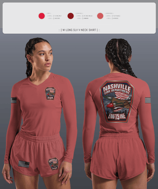 Womens Long Sleeve Vneck Shirt, Engine 15, , Teamtime, Team time, sublimation, custom sports apparel, team uniforms, spirit wear, spiritwear, sports uniforms, custom shirts, team store, custom team store, fundraiser sports, apparel fundraiser