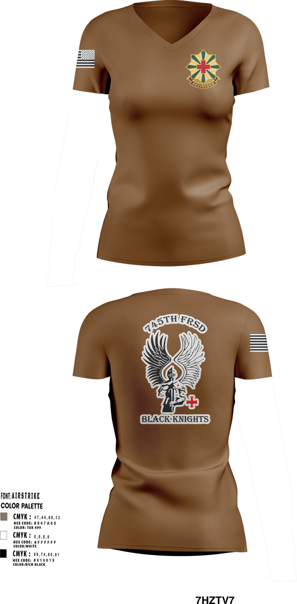 Womens Short Sleeve Vneck Shirt, 745th Forward Resuscitative Surgical Detachment, Army, Teamtime, Team time, sublimation, custom sports apparel, team uniforms, spirit wear, spiritwear, sports uniforms, custom shirts, team store, custom team store, fundraiser sports, apparel fundraiser