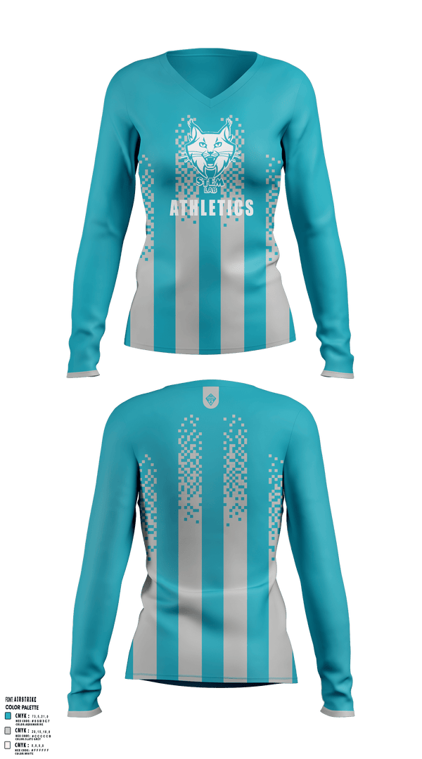 Womens Long Sleeve Vneck Shirt 1, Stem Lab K-8 School, Spirit Store, Teamtime, Team time, sublimation, custom sports apparel, team uniforms, spirit wear, spiritwear, sports uniforms, custom shirts, team store, custom team store, fundraiser sports, apparel fundraiser