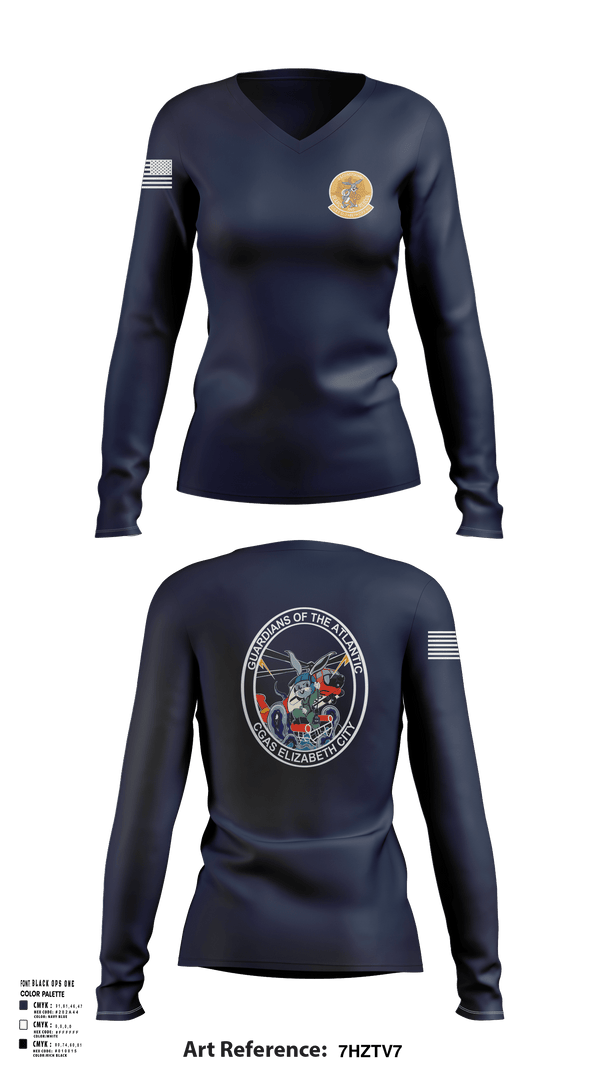Womens Long Sleeve Vneck Shirt, Air Station Elizabeth City, , Teamtime, Team time, sublimation, custom sports apparel, team uniforms, spirit wear, spiritwear, sports uniforms, custom shirts, team store, custom team store, fundraiser sports, apparel fundraiser