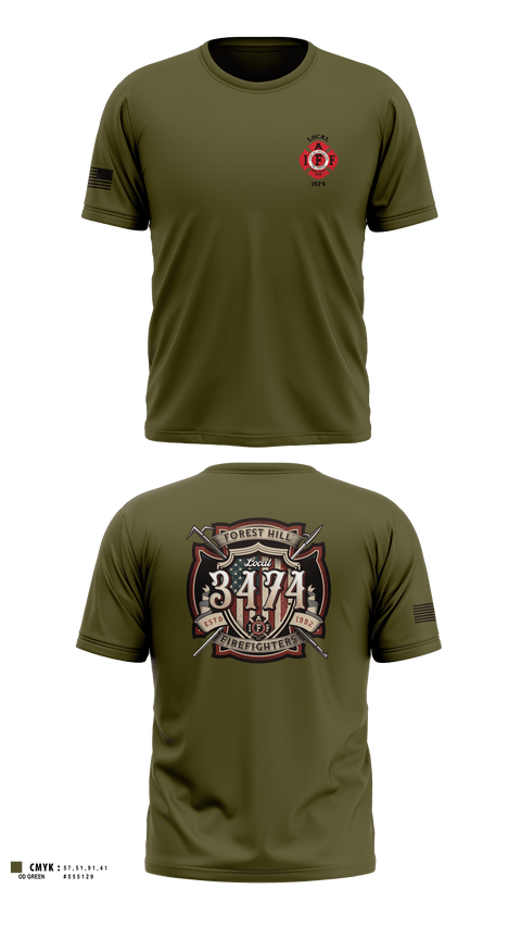 Old School Cotton Feel Shirt, Local 3474IAFF Local 3474, Fire Department, Teamtime, Team time, sublimation, custom sports apparel, team uniforms, spirit wear, spiritwear, sports uniforms, custom shirts, team store, custom team store, fundraiser sports, apparel fundraiser