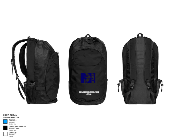 Gear Bag, BC Lacrosse Association (BCLA), Men's Lacrosse, Teamtime, Team time, sublimation, custom sports apparel, team uniforms, spirit wear, spiritwear, sports uniforms, custom shirts, team store, custom team store, fundraiser sports, apparel fundraiser
