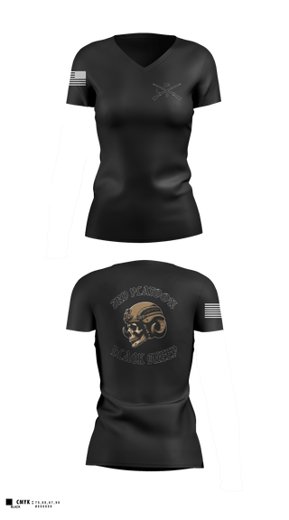 Womens Short Sleeve Vneck Shirt, 3rd PLT Black SheepDelta company 114, Army, Teamtime, Team time, sublimation, custom sports apparel, team uniforms, spirit wear, spiritwear, sports uniforms, custom shirts, team store, custom team store, fundraiser sports, apparel fundraiser
