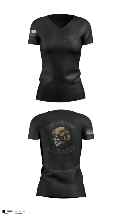 3rd PLT Black Sheep 32884167 Women's Short Sleeve V-neck Shirt - 85