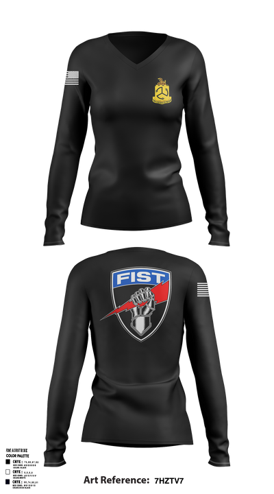 1-200 Infantry Women's Long Sleeve V-neck Shirt - 1