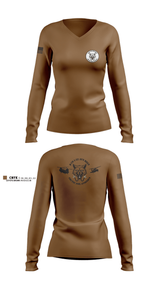 Womens Long Sleeve Vneck Shirt, D Co 2-13th AVN REGTD Co 1-52 AVN REGTD Co 1-52 AVN REGT, , Teamtime, Team time, sublimation, custom sports apparel, team uniforms, spirit wear, spiritwear, sports uniforms, custom shirts, team store, custom team store, fundraiser sports, apparel fundraiser