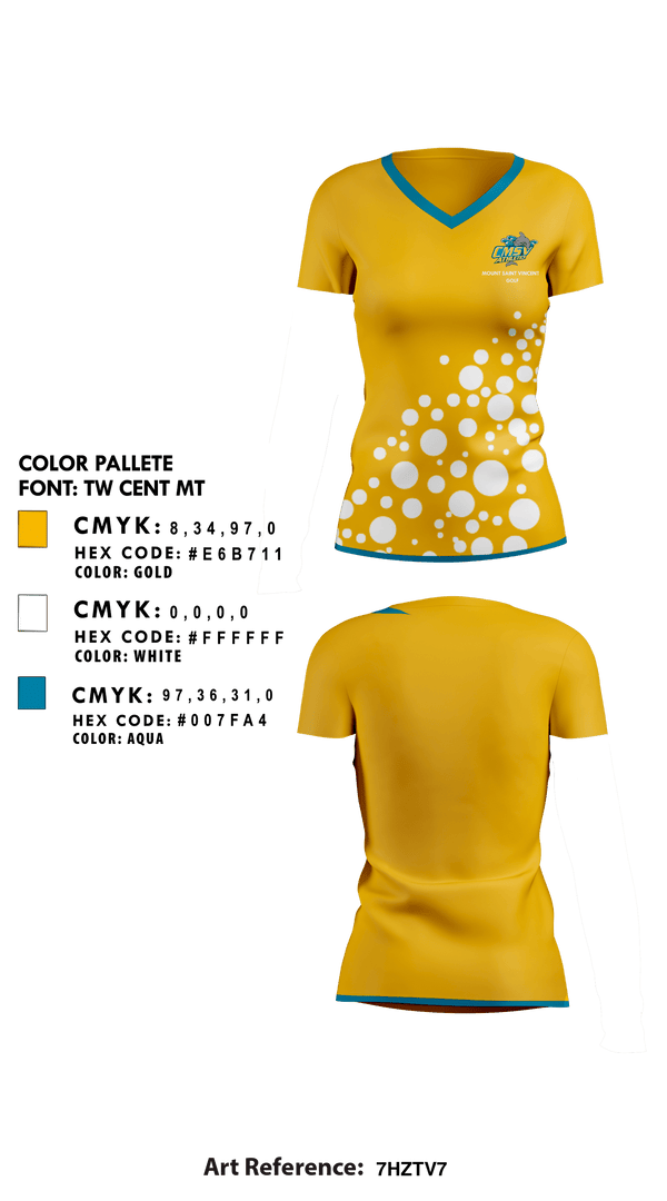 Womens Short Sleeve Vneck Shirt, College of Mount Saint Vincent Golf, Golf, Teamtime, Team time, sublimation, custom sports apparel, team uniforms, spirit wear, spiritwear, sports uniforms, custom shirts, team store, custom team store, fundraiser sports, apparel fundraiser